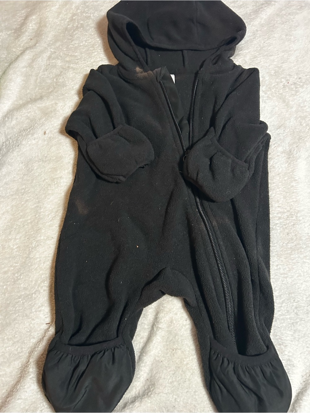 wonder nation Black Hooded Baby Footed One-Piece Romper